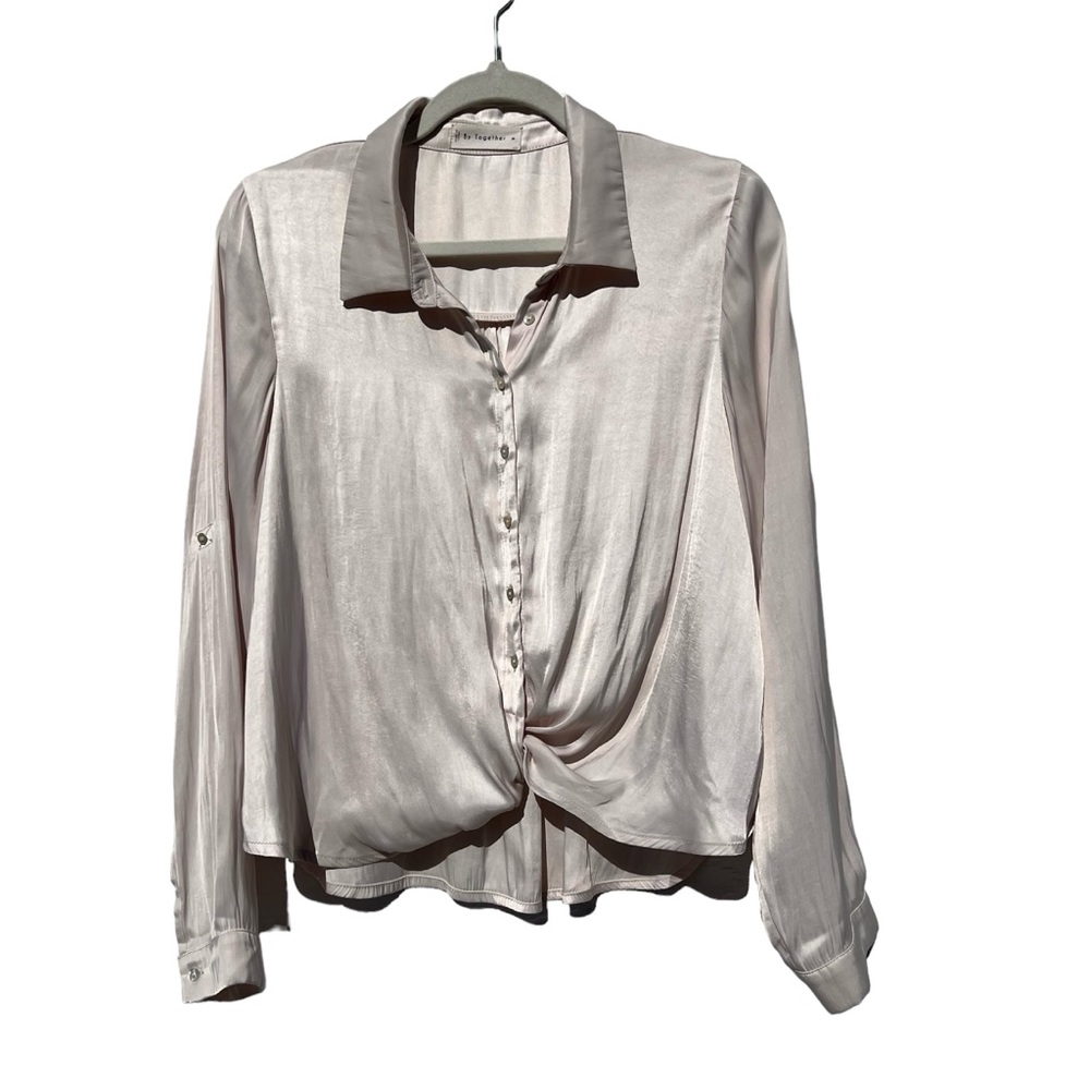 by together Champagne Satin Twist Blouse Size Medium